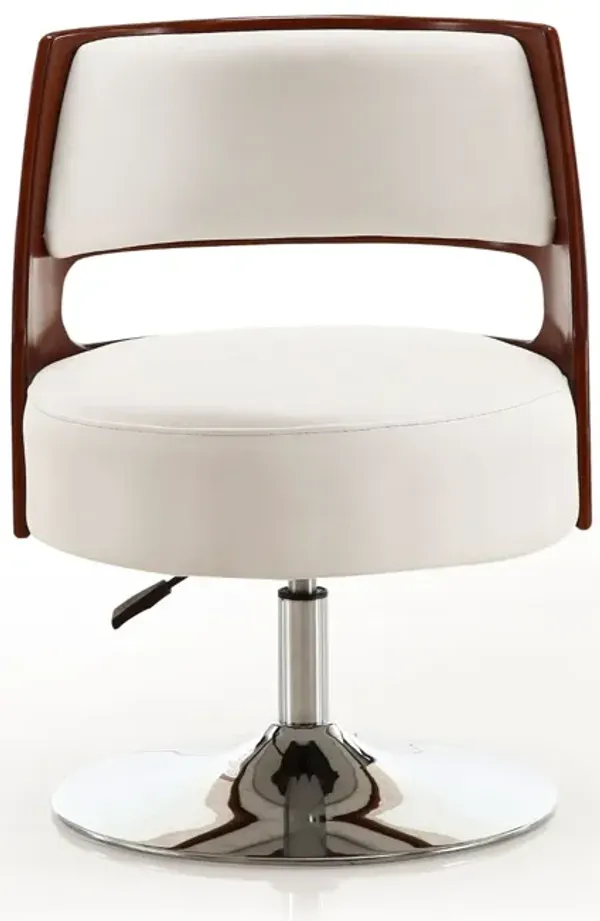 Salon - Swivel Lounge Chair 2 Tone Design With Adjustable Height And Full Swivel For Living Room - White