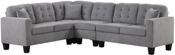Logan Gray Tufted L-Shaped Sectional Sofa