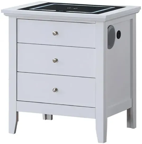 Hammond - Smart 3 Drawer Nightstand With USB Charging And Integrated Speakers - White