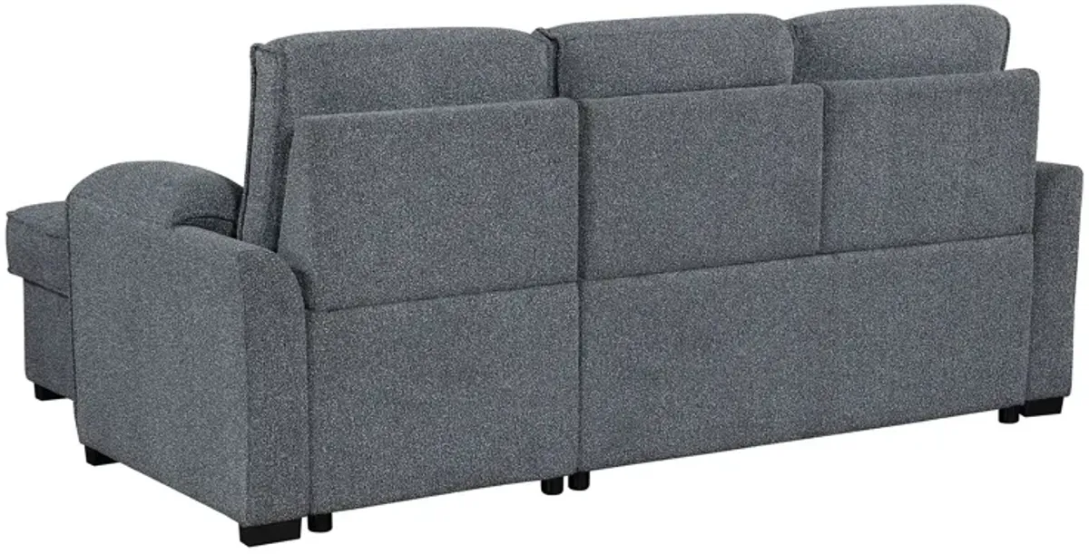 Rebecca - Sofa With Pull Out Bed, Storage Chaise, USB And Cup Holders - Dark Gray