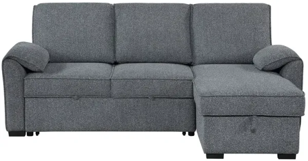 Rebecca - Sofa With Pull Out Bed, Storage Chaise, USB And Cup Holders - Dark Gray