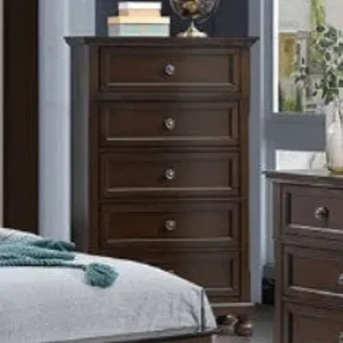 Transitional Tobacco Panel 5-Drawer Chest