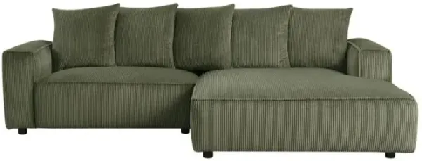 Romeo Olive Corduroy Sectional Sofa with Right Chaise - Green