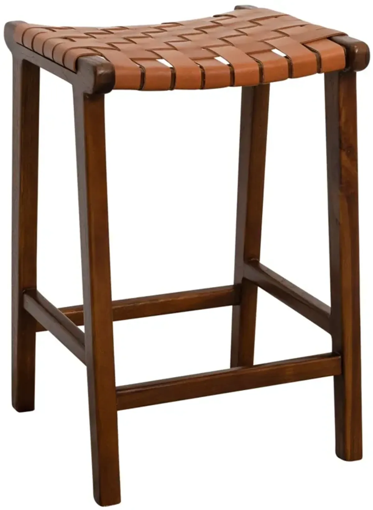James - Mid-Century Modern Genuine Leather Counter Stool