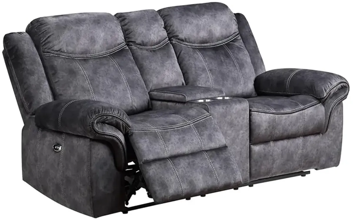 Jimny - Domino Power Console Reclining Loveseats With Power Switch