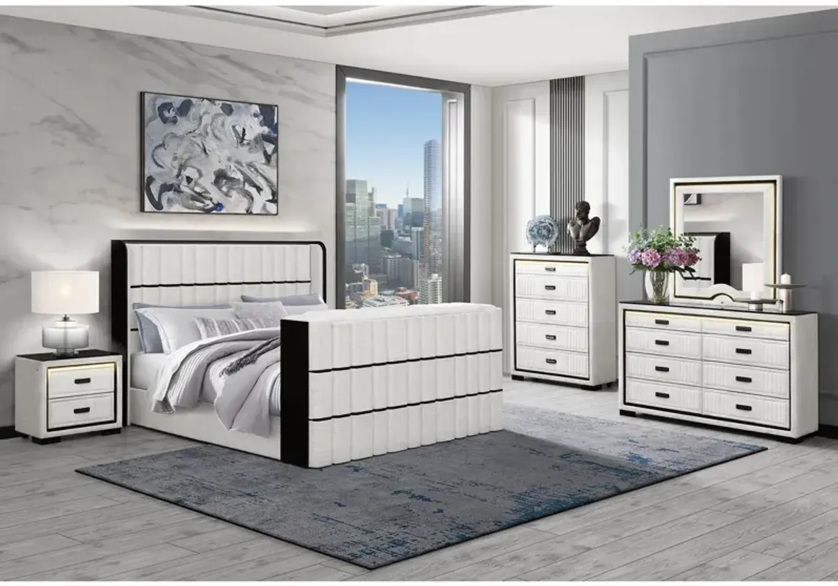 Isaiah - 5 Piece Bedroom Set With TV Lift-LED, Speakers And Fireplace