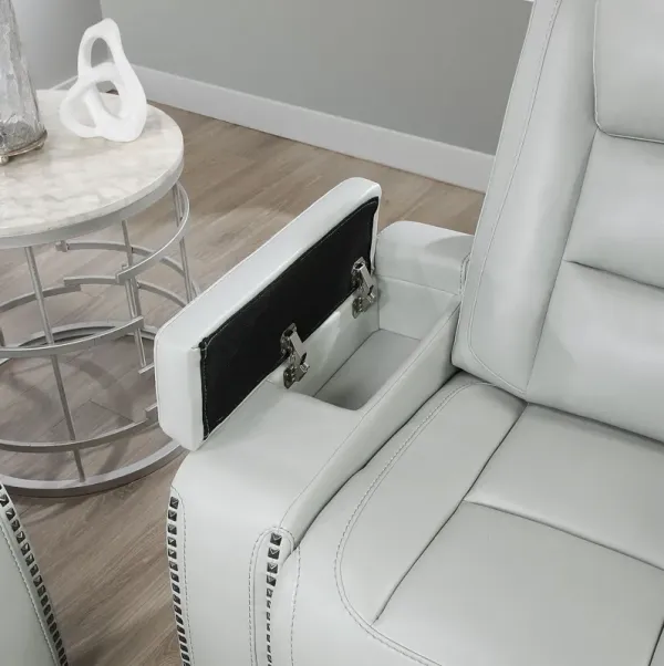 Reclining Power Set, USB, LED, Bookshelf Arms, And Drop Down Table