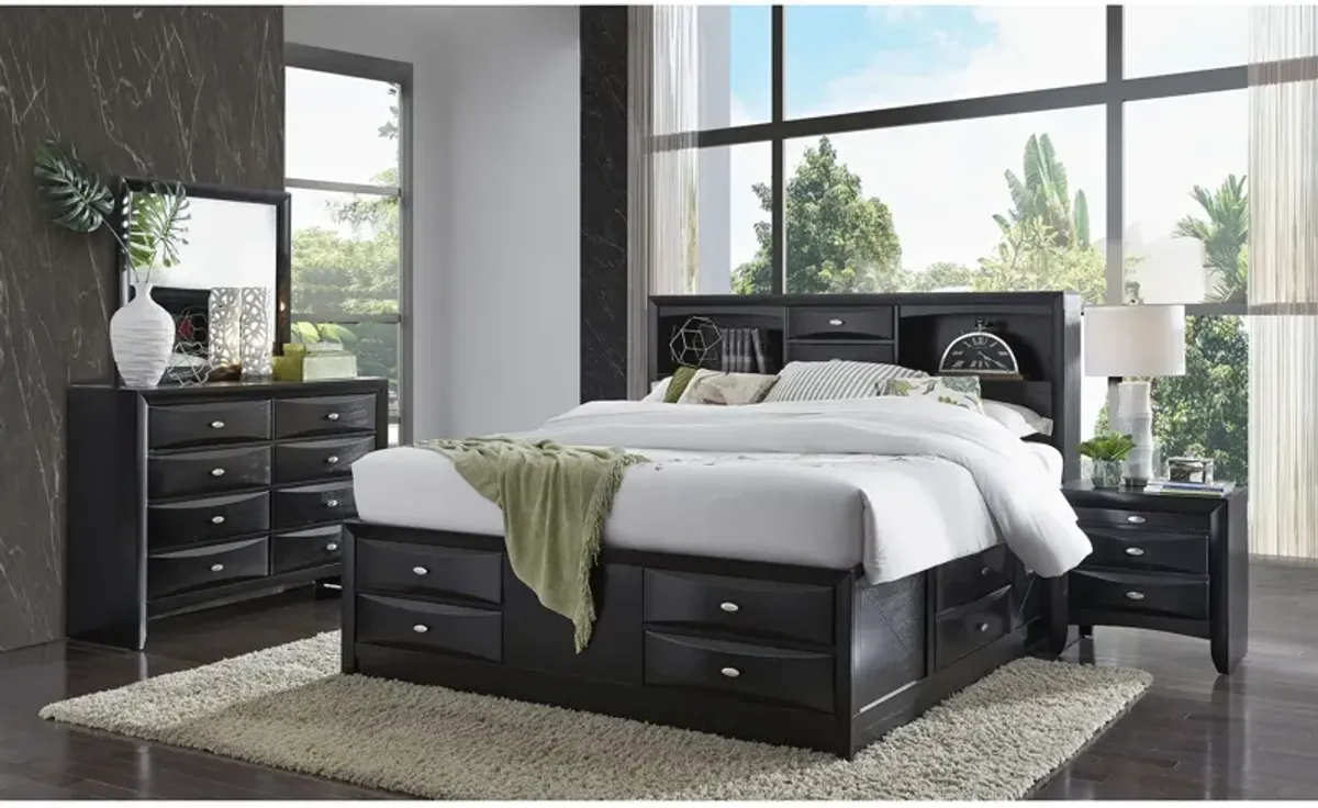 Lucille - 5 Piece Bedroom Set With Storage Drawers And Bookcase Headboard