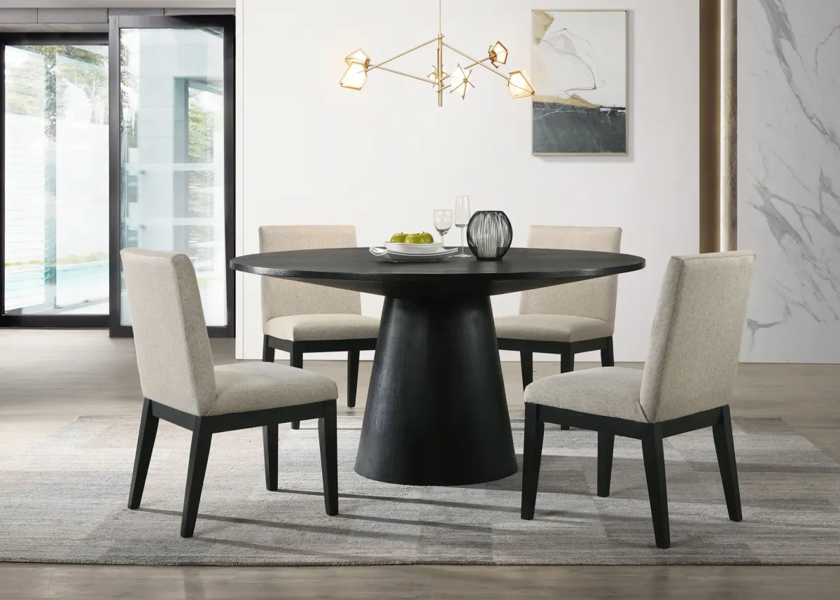 Jasper - Wide Contemporary Round Dining Table Set