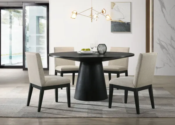 Jasper - Wide Contemporary Round Dining Table Set