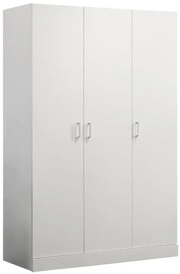 Declan - 3 - Door Wardrobe Cabinet Armoire With Storage Shelves And Hanging Rod - White