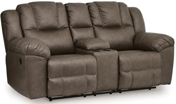 Lowilla - Double Reclining Loveseat With Console - Driftwood