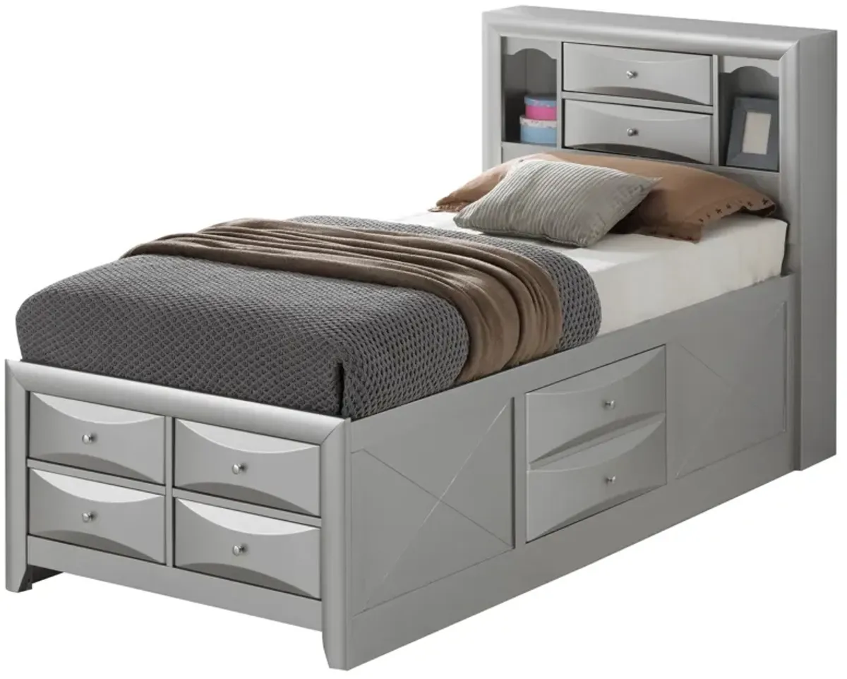 Modern Design Storage Bed With Bookcase Headboard