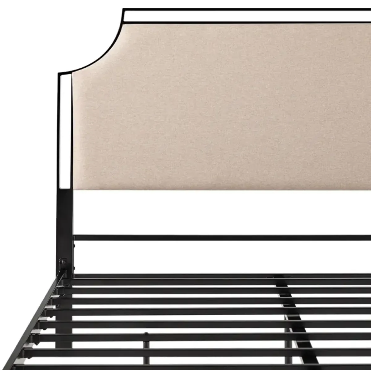 Queen Bed Frame Upholstered Metal - Tan