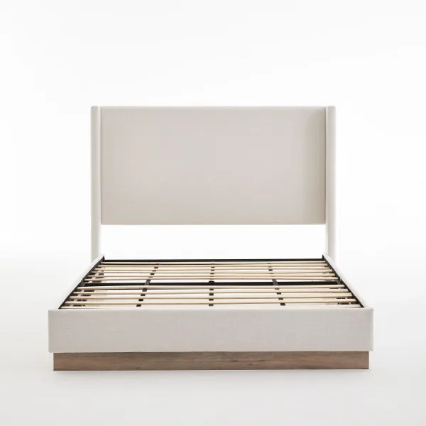 Hosford - Minimalist Canvas Upholstered Wingback Bed