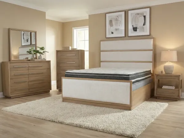 Durango Moka Wood & Natural Linen Upholstered Panel 6-Piece Bedroom Set