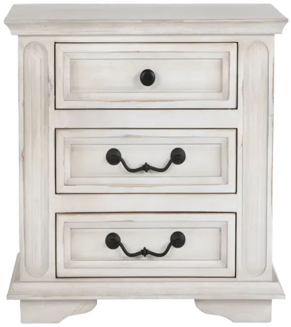 Magnolia Savanna White 3-Drawer Nightstand | Farmhouse Bedside Table