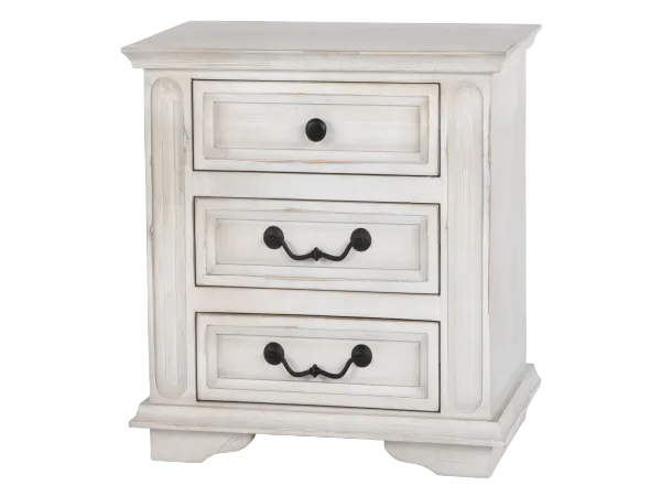 Magnolia White Rustic Farmhouse 3-Drawer Nightstand