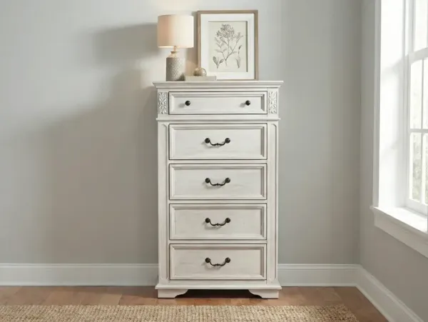 Magnolia Antique White Farmhouse 5-Drawer Chest