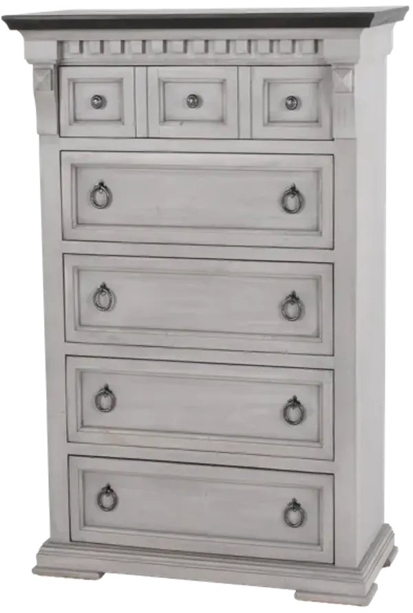 Mission Hills Rustic Farmhouse Two-Tone Chest – Weathered Gray/White with Dark Top