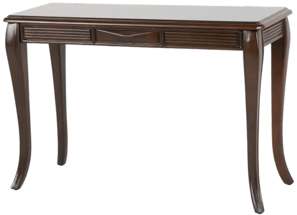 Transitional Dark Brown Sofa Table with Framed Inlay-Style Top, Fluted Apron Details & Curved Legs