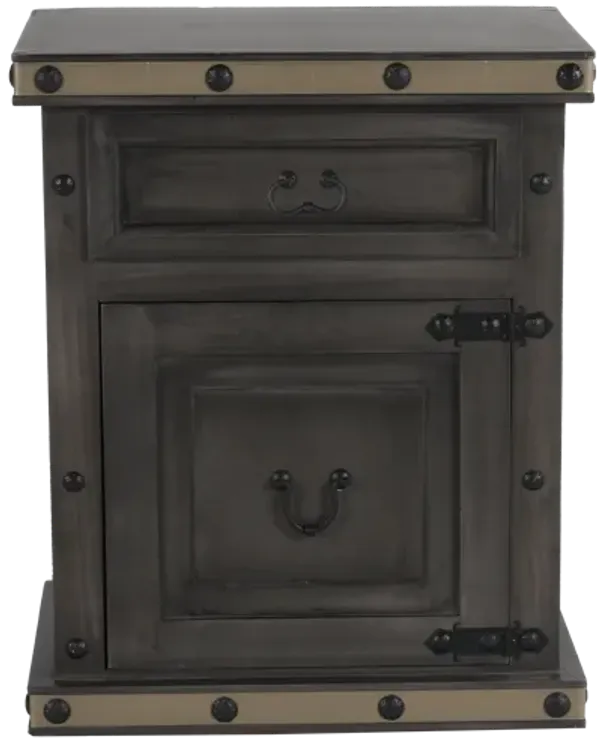 Charcoal Gray Rustic Industrial Nightstand with Drawer & Cabinet Storage