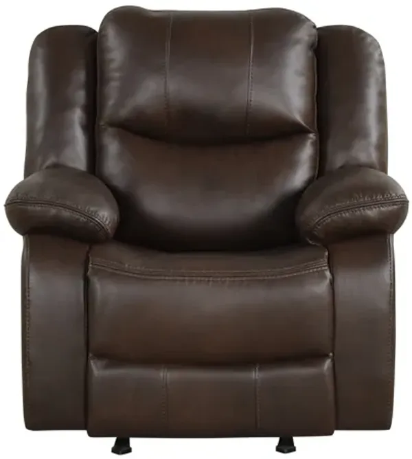 Brown Air Leather Power Recliner Rocker Chair with USB Charging