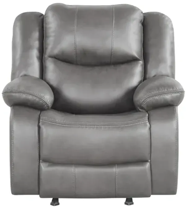 Gray Air Leather Power Rocker Recliner with USB Charging