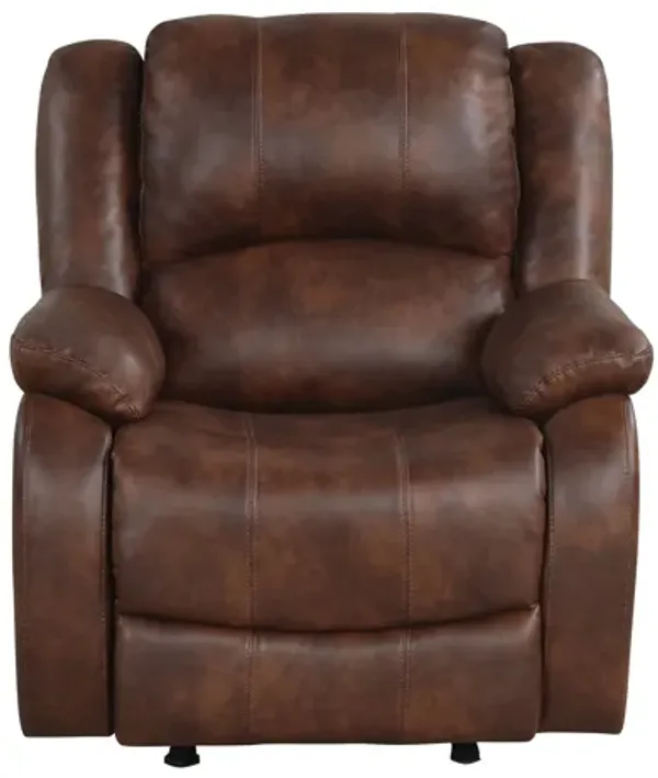 Red Brown Air Leather Power Rocker Recliner with USB Charging