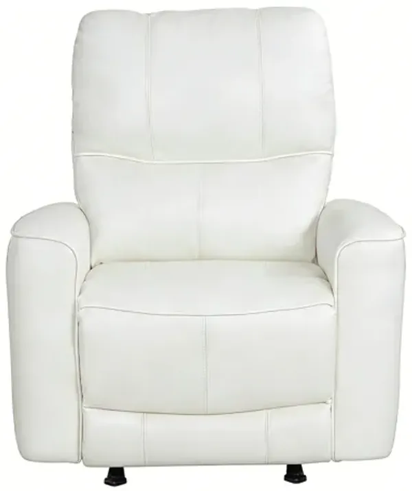 Cream Air Leather Power Rocker Recliner with USB Charging