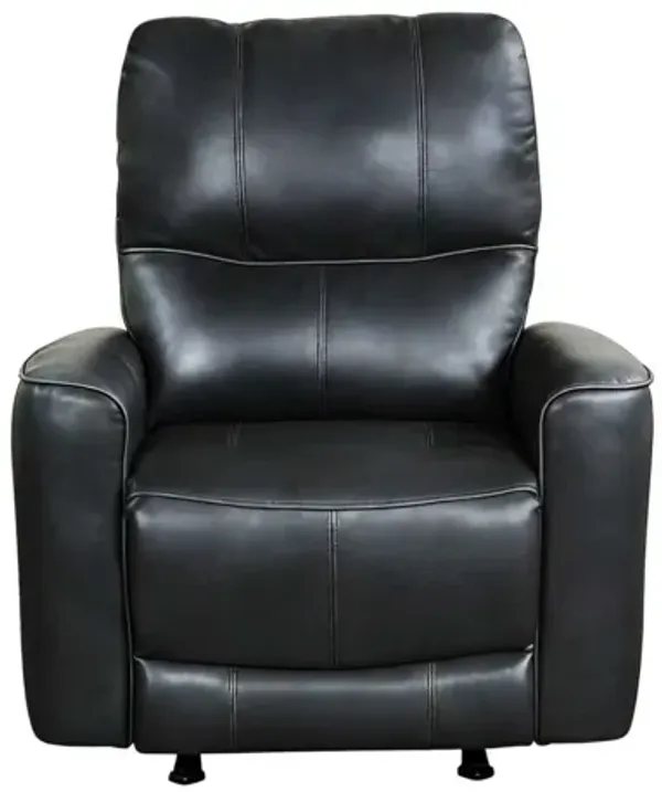Black Air Leather Power Rocker Recliner with USB Charging