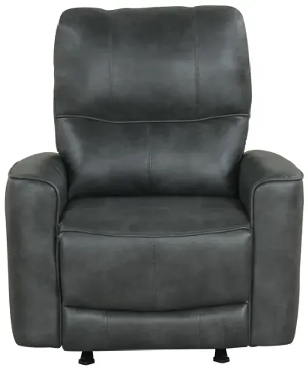 Charcoal Gray Air Leather Power Rocker Recliner with USB Charging