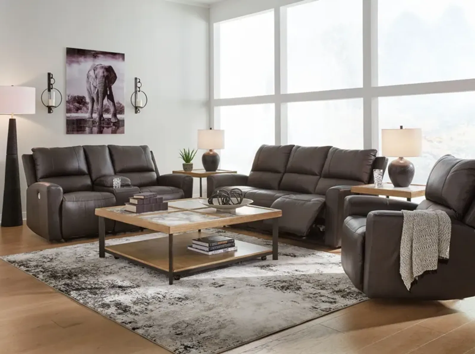 Boxmere - 3 Pc. - Power Reclining Sofa, Power Reclining Loveseat With Console, Power Rocker Recliner - Storm