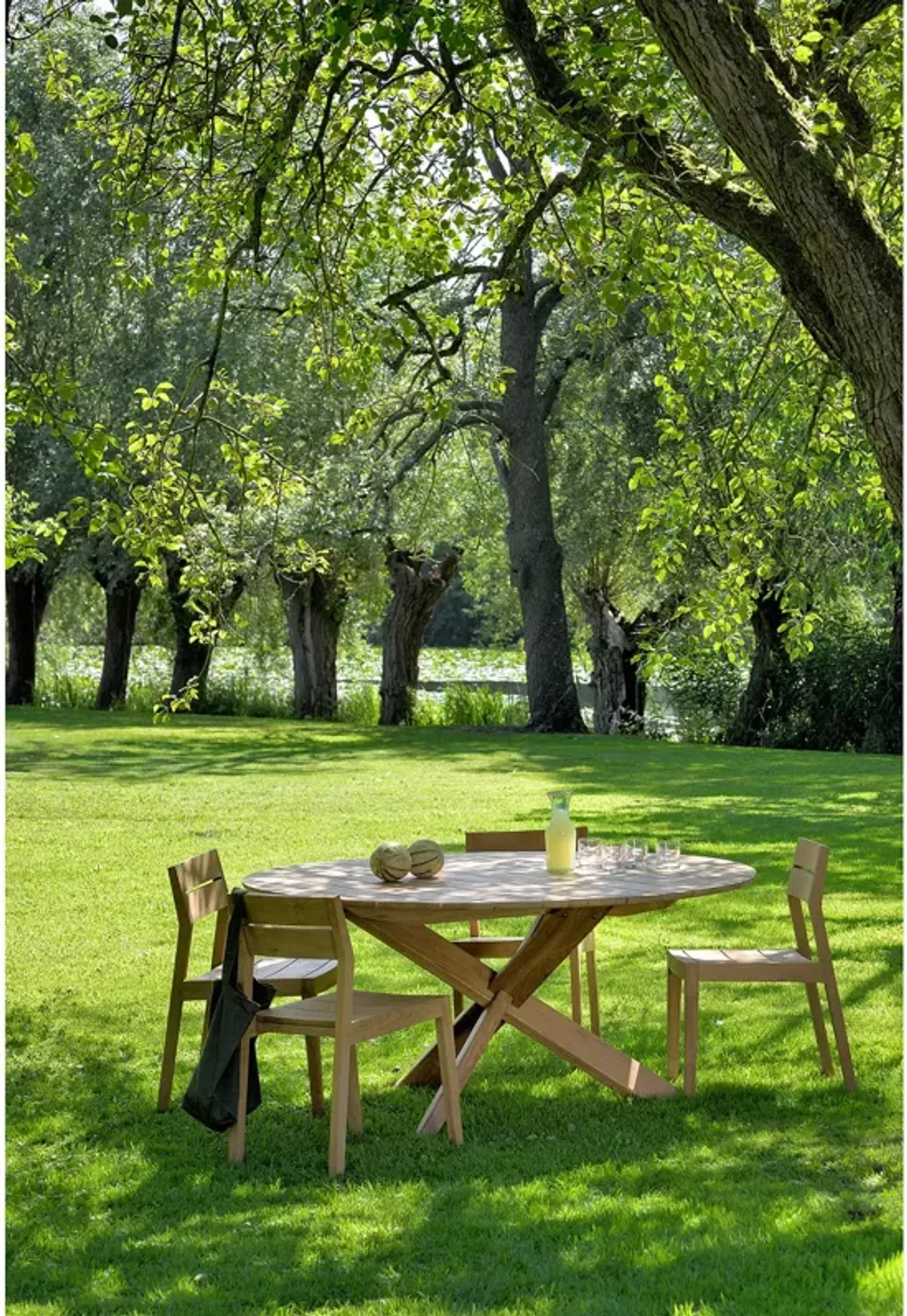 Ethnicraft Teak Circle Outdoor Dining Table  - 54"