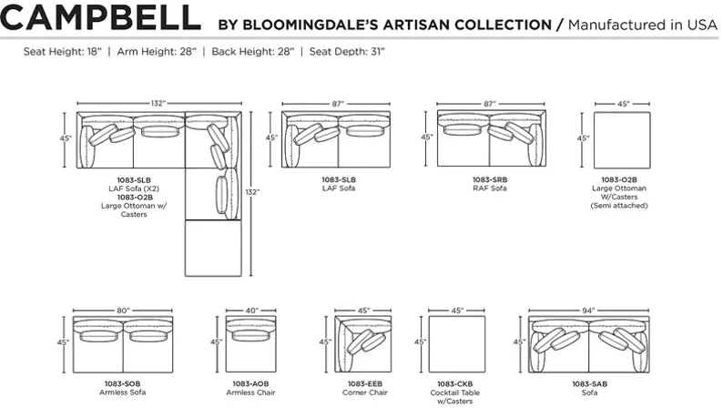 Bloomingdale's Artisan Collection Campbell 3-Piece Sectional 