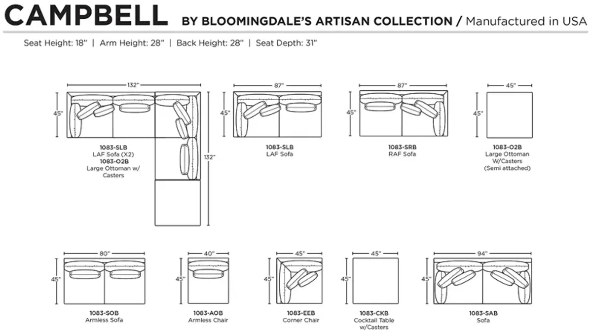 Bloomingdale's Artisan Collection Campbell 3-Piece Sectional 