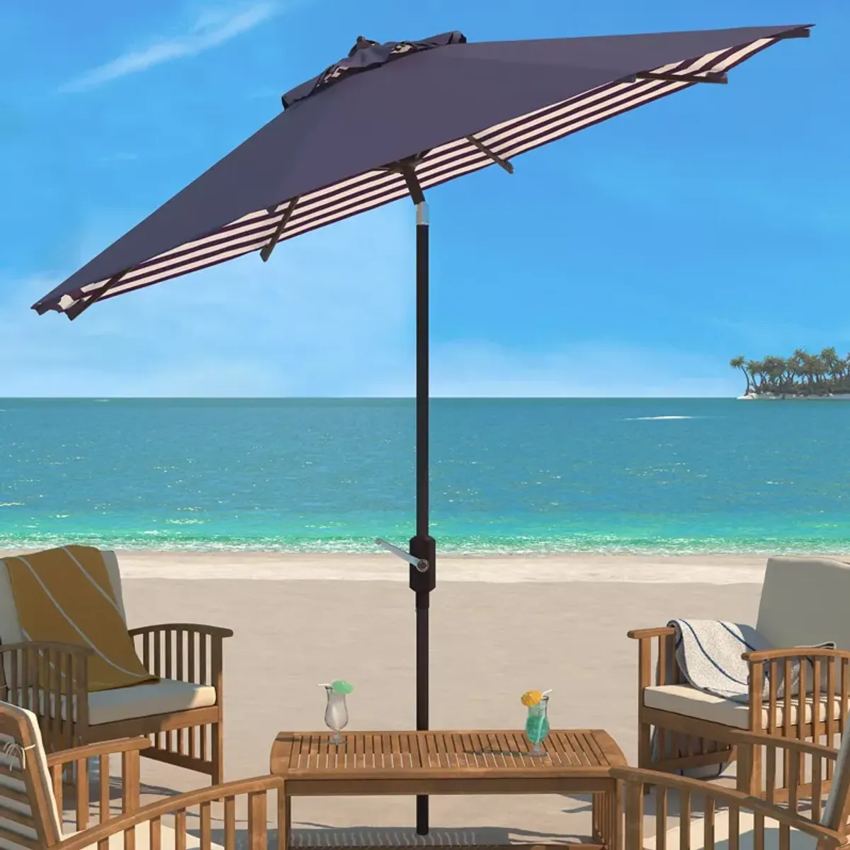 SAFAVIEH Athens 11 Ft Crank Umbrella