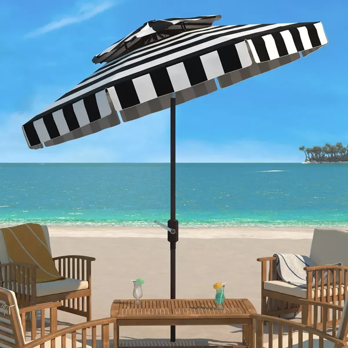 SAFAVIEH Elsa Fashion 9 Ft Tabletop Umbrella