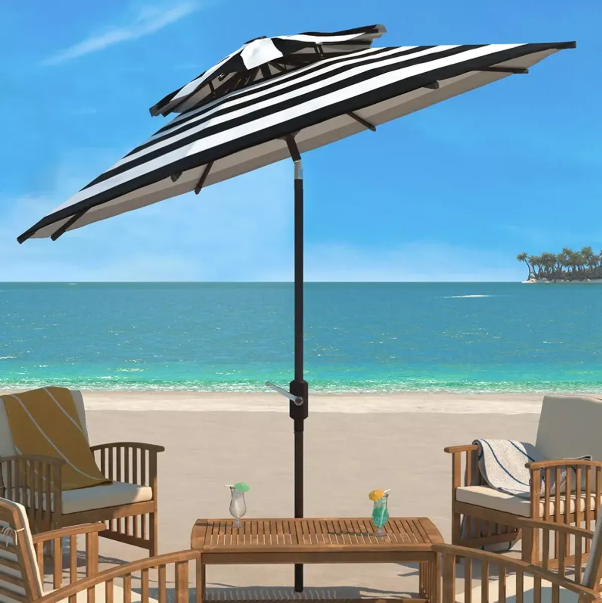 SAFAVIEH Iris Fashion 9 Ft Tabletop Umbrella