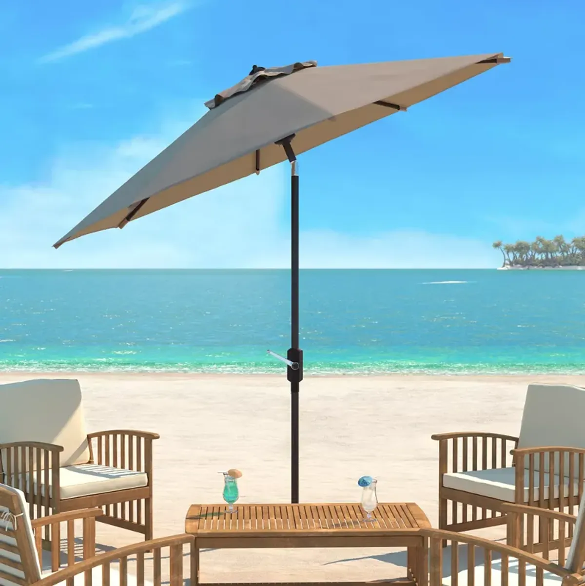 SAFAVIEH Ortega 9 Ft Crank Umbrella