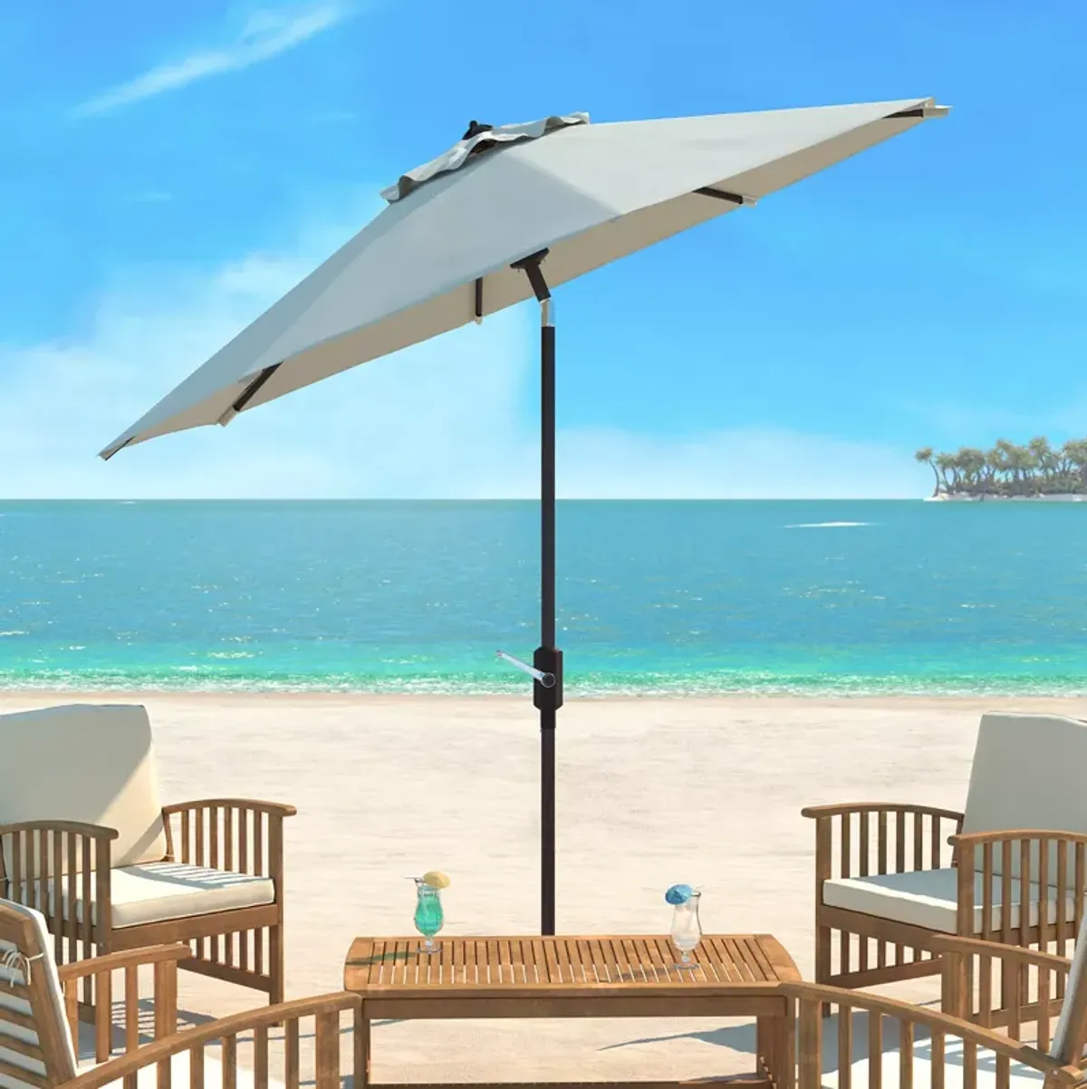 SAFAVIEH Ortega 9 Ft Crank Umbrella