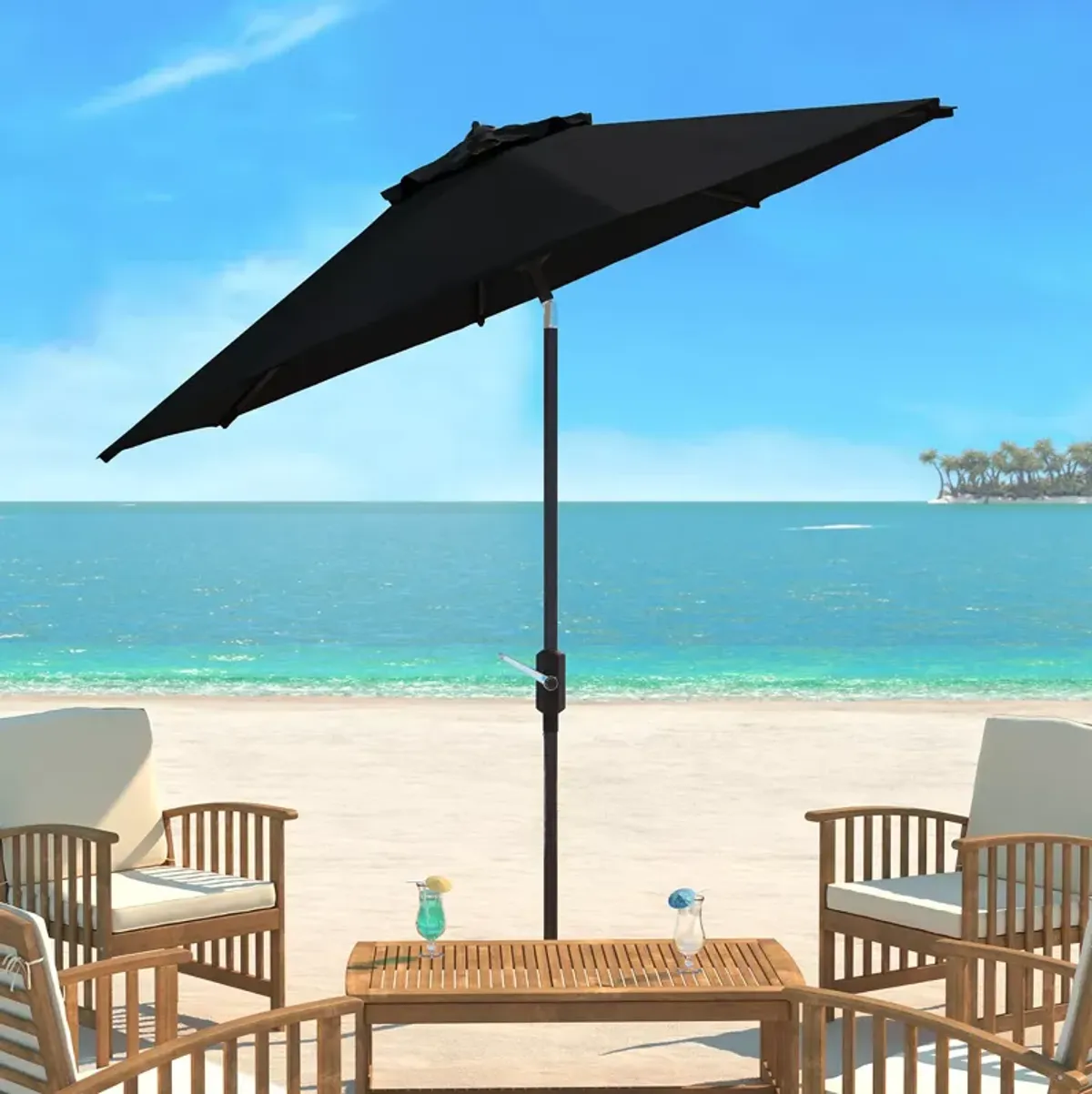 SAFAVIEH Ortega 9 Ft Crank Umbrella