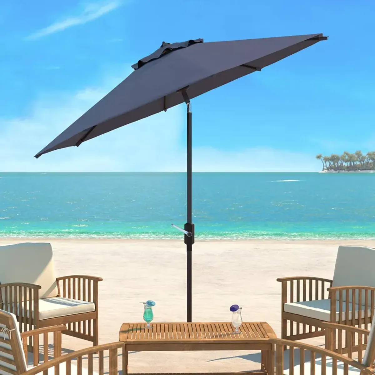 SAFAVIEH Ortega 9 Ft Crank Umbrella