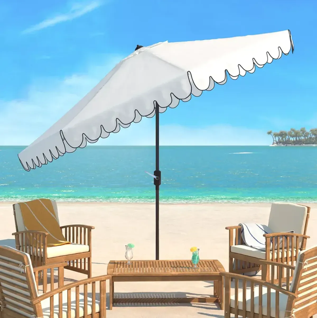 SAFAVIEH Venice 11 Ft Crank Umbrella