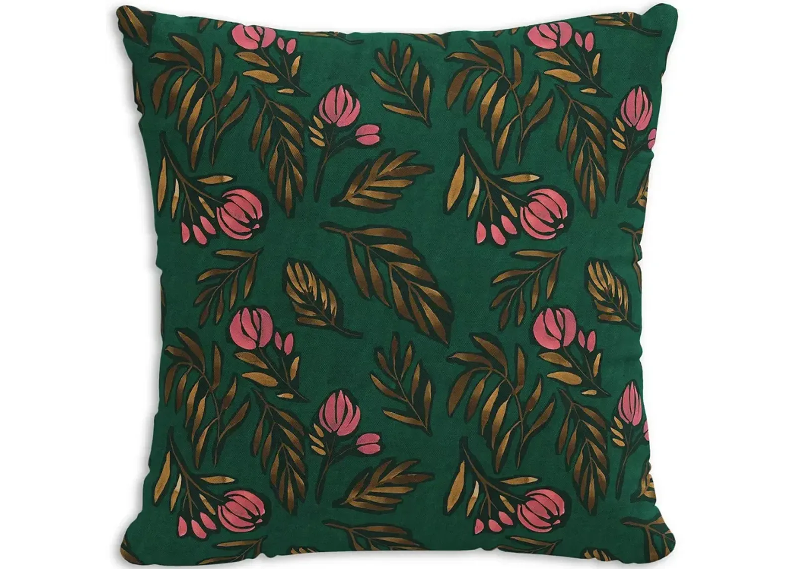 Sparrow & Wren Debris Floral Emerald Down Pillow, 20" x 20"