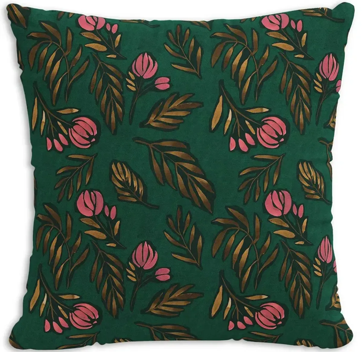 Sparrow & Wren Debris Floral Emerald Down Pillow, 20" x 20"