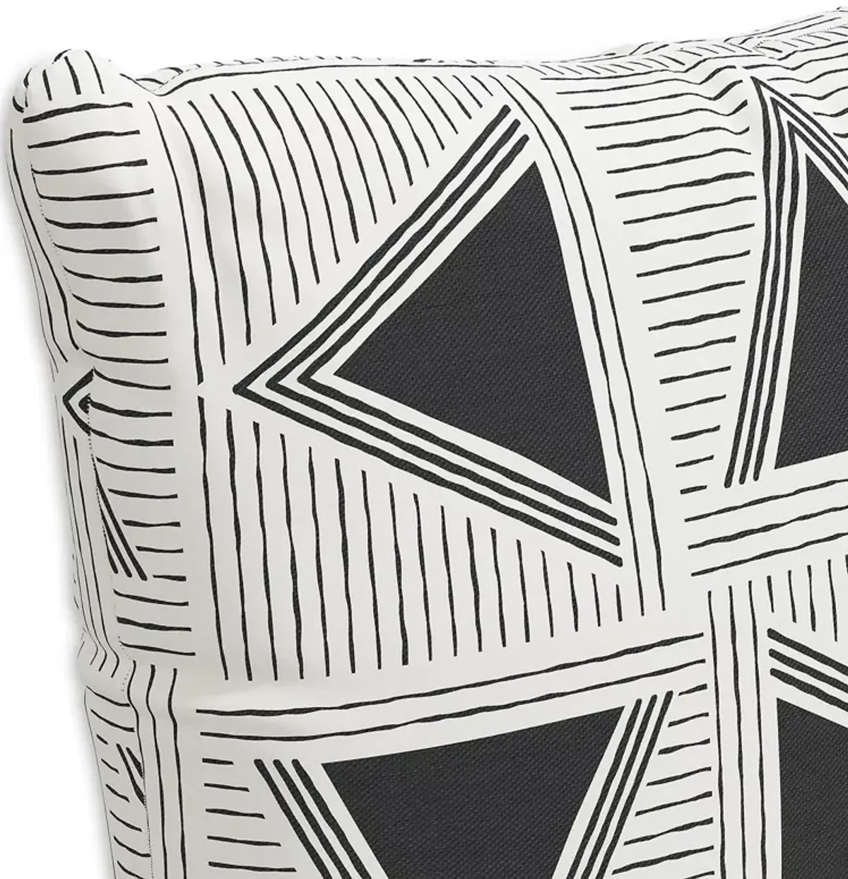 Sparrow & Wren Down Pillow in Tri Black & White, 20 x 20"