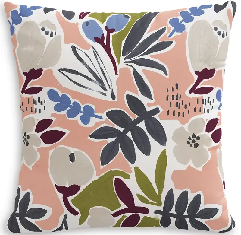 Sparrow & Wren Down Pillow in Floral Peach, 20 x 20"