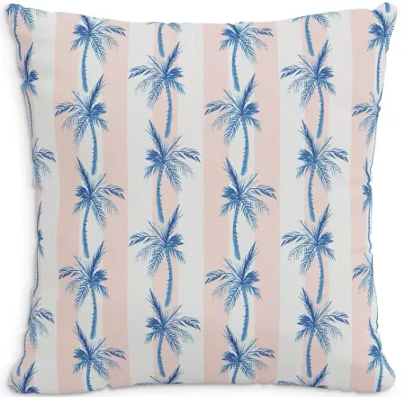 Cloth & Company The Cabana Stripe Palms Linen Decorative Pillow with Feather Insert, 22" x 22"