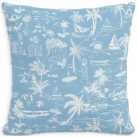 Cloth & Company The Beach Toile Linen Decorative Pillow with Feather Insert, 20" x 20"